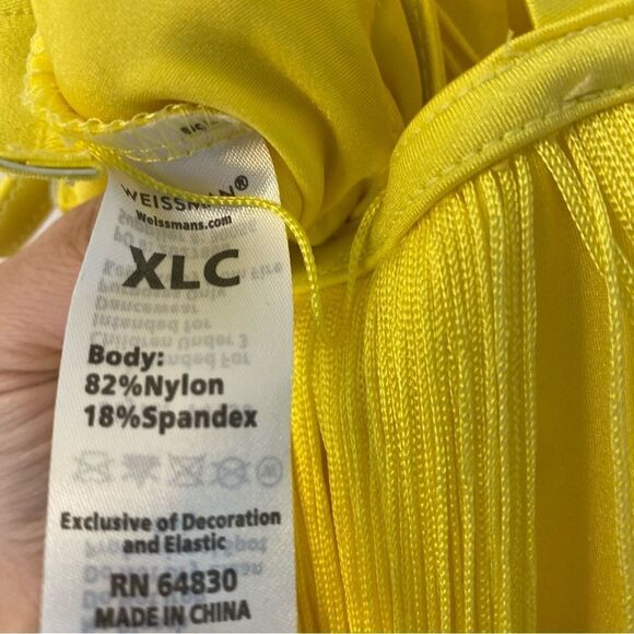 Weissman Dance costume yellow sassy fringe dress Spice Up Your Life 14130 XLC - Picture 9 of 13